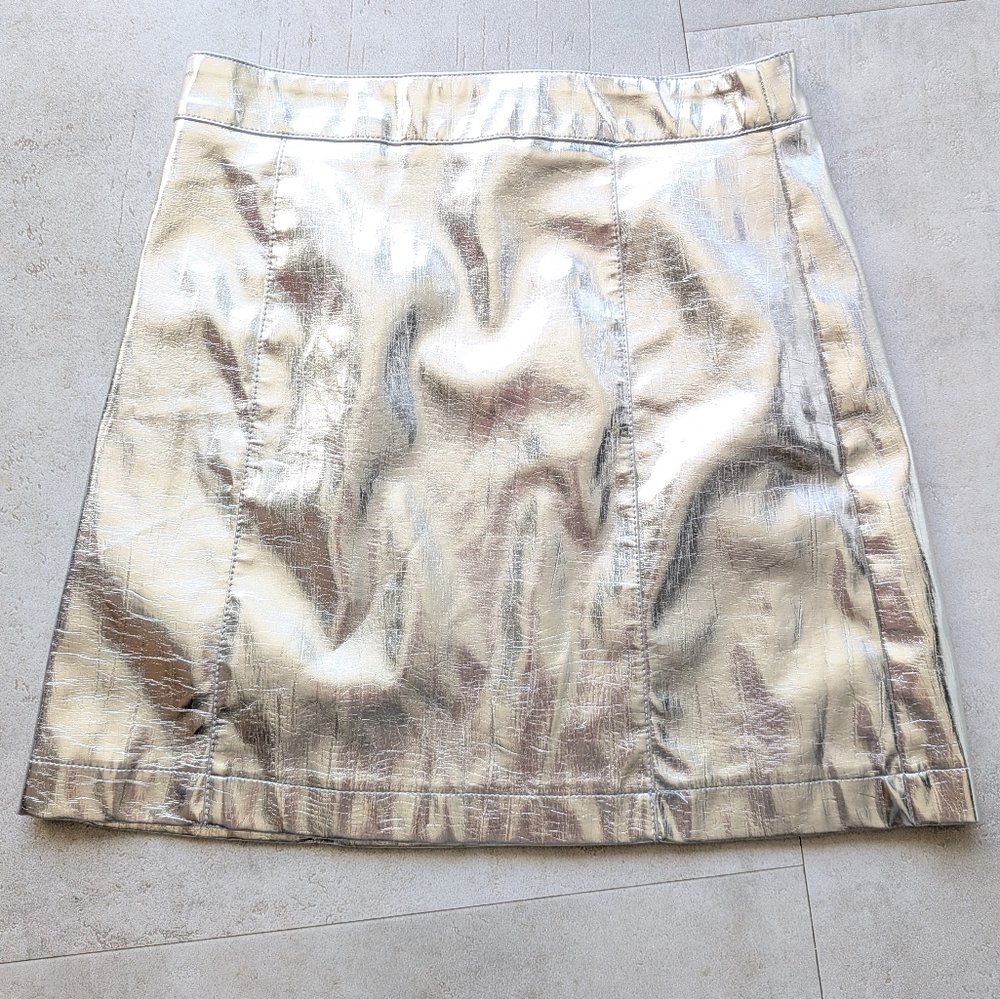 Topshop Metallic Silver Mini Skirt